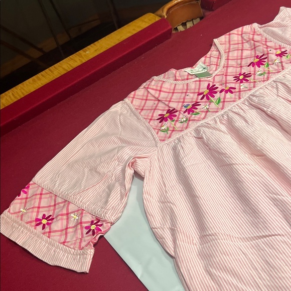 Quacker Factory PINK striped FLORAL night Dress Nightgown Cotton EMBROIDERY LRG - Picture 14 of 16